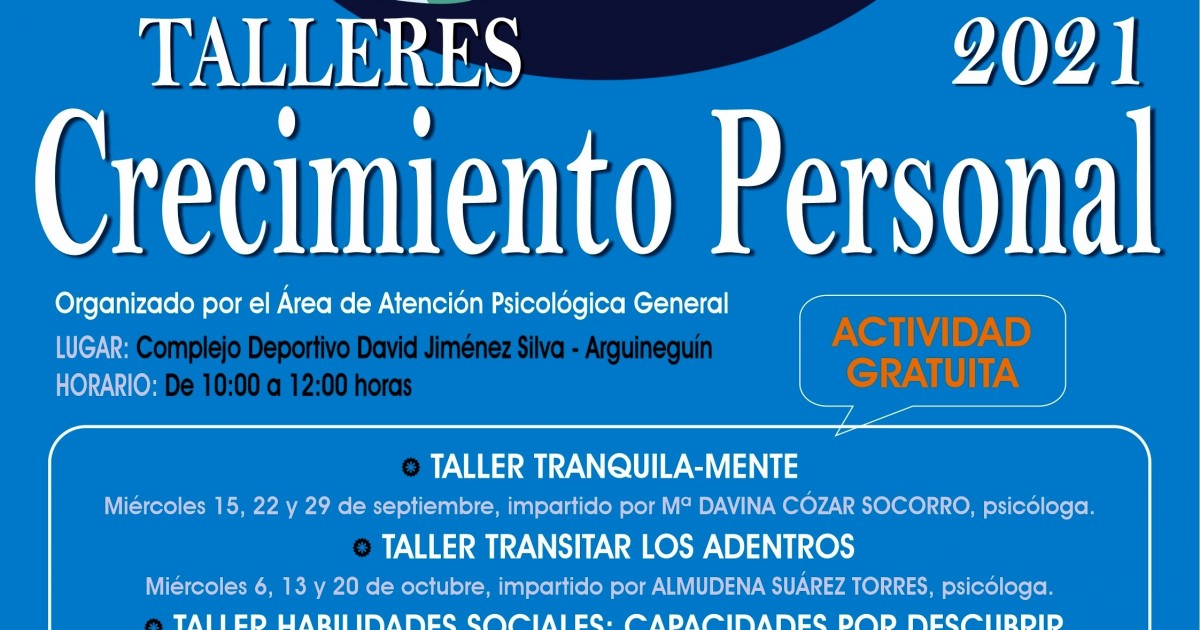 El Consistorio moganero organiza talleres de crecimiento personal de septiembre a noviembre