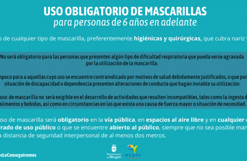 INFORMACIÓN: Uso obligatorio de las mascarillas para personas de 6 años en adelante