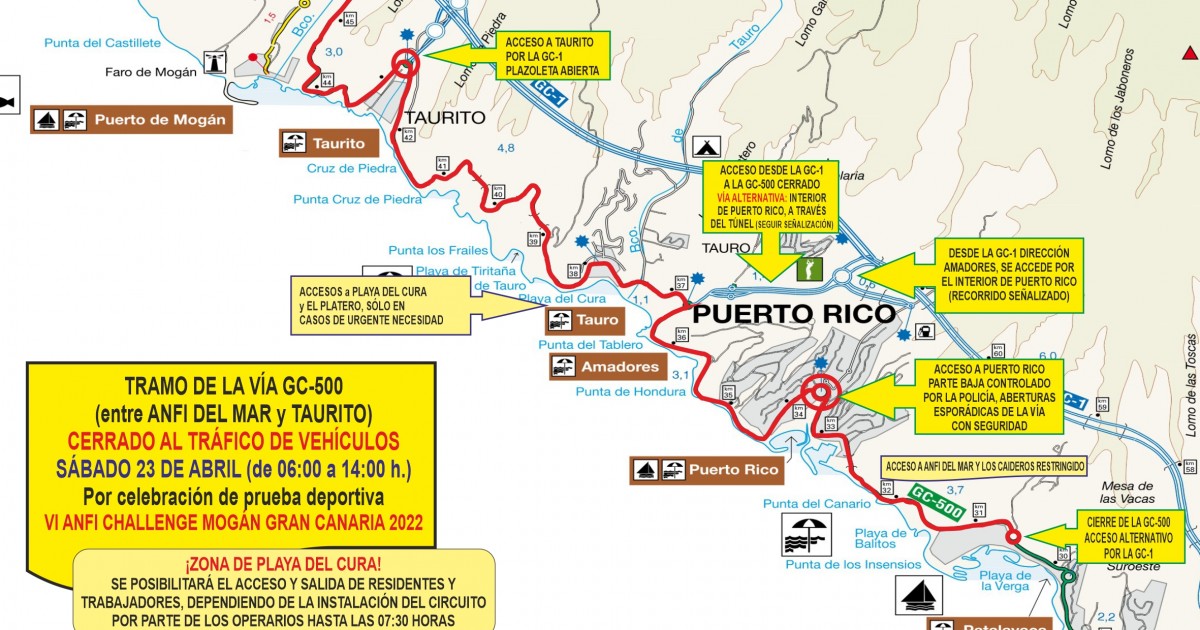 Mogán informa de las restricciones de tráfico de este sábado por el Anfi Challenge Mogán Gran Canaria