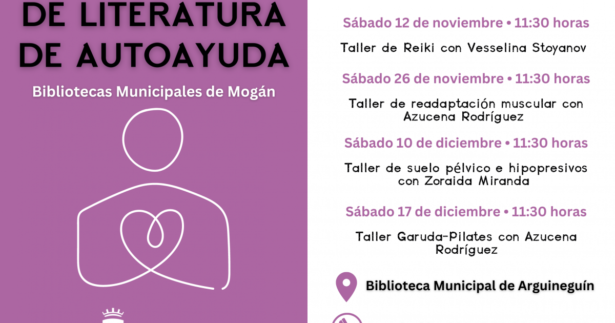 Mogán celebra el VIII Encuentro de Literatura de Autoayuda con talleres en noviembre y diciembre