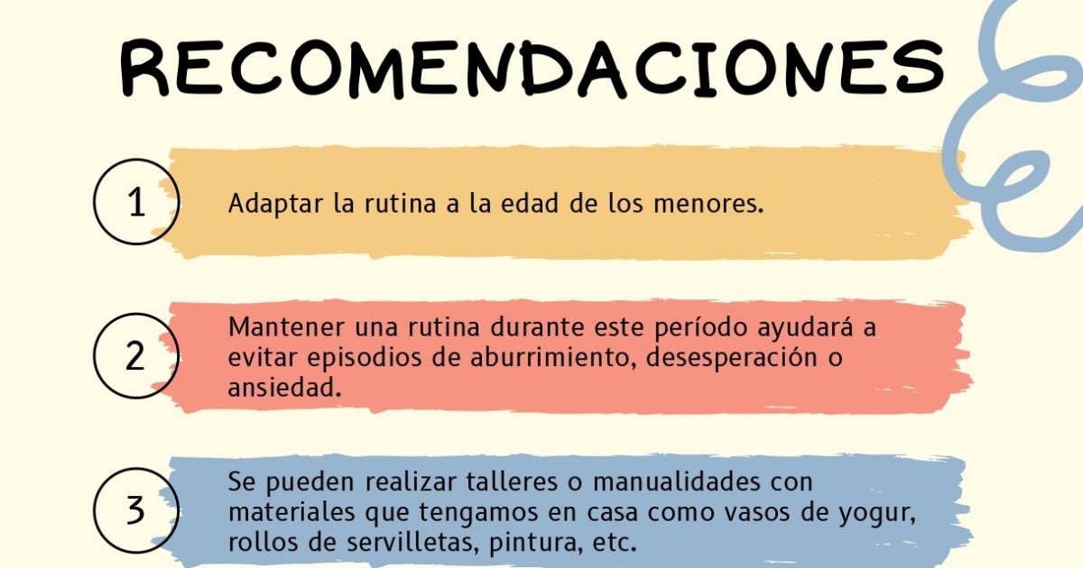 Recomendaciones y planificación de rutinas para familias durante el Estado de Alarma