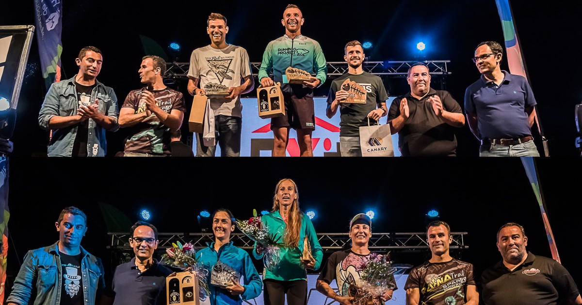 Javier Sosa y Esther Fernández, ganadores de la maratón de 42 kilómetros de la VI Traiña Trail Spar Mogán