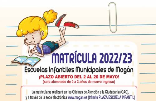 Mogán abre el plazo de inscripción  en las escuelas infantiles municipales  del 2 al 20 de mayo