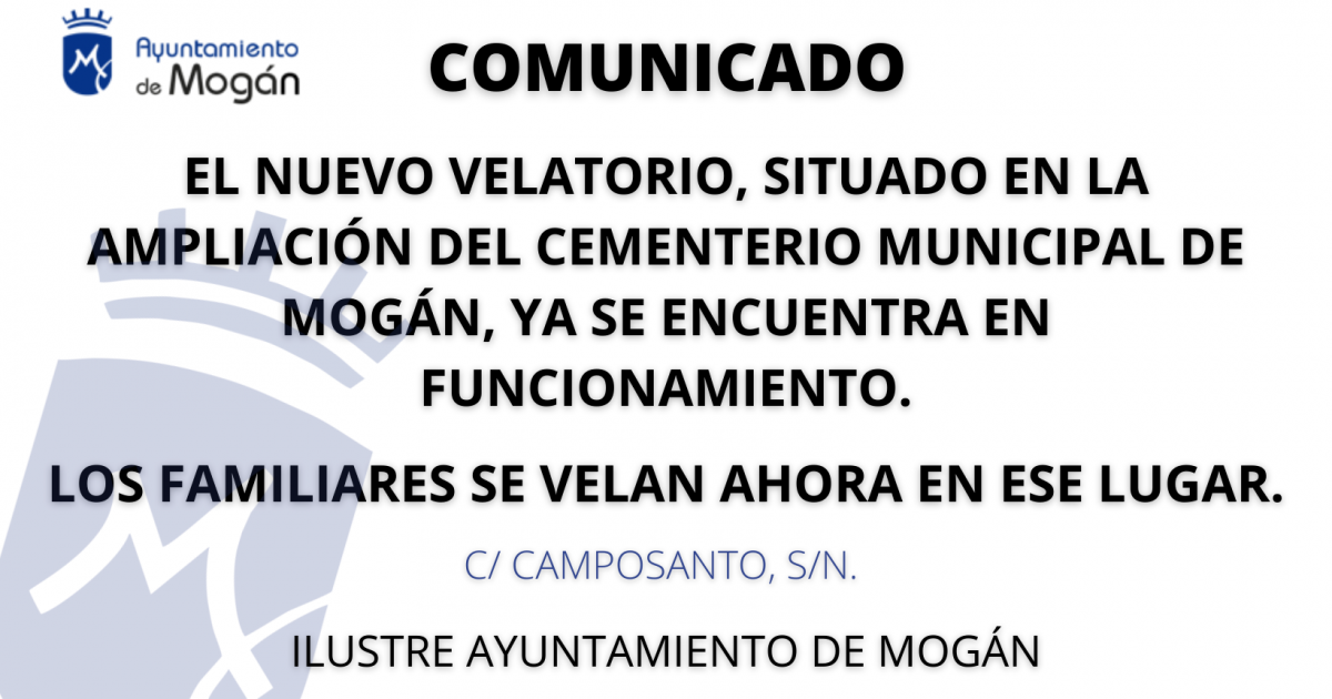 COMUNICADO: En funcionamiento el nuevo velatorio en el Cementerio Municipal de Mogán