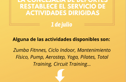 INFORMACIÓN: La Concejalía de Deportes restablece el servicio de actividades dirigidas el 1 de julio