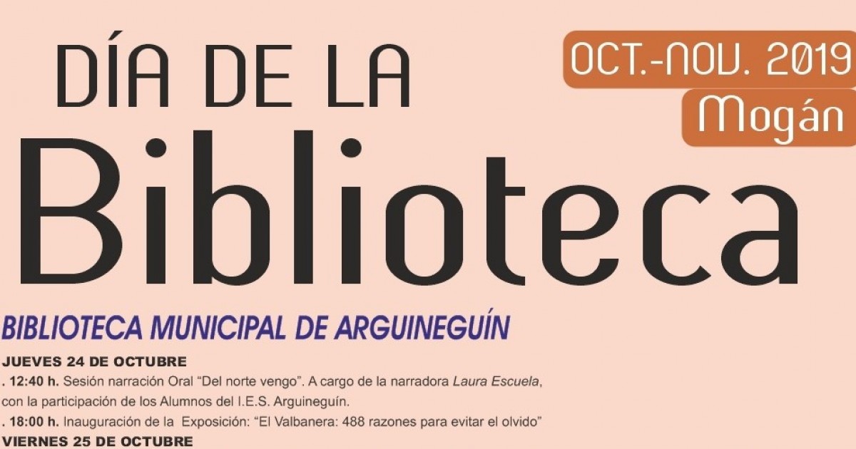 Mogán celebra el Día de la Biblioteca con actividades en octubre y noviembre