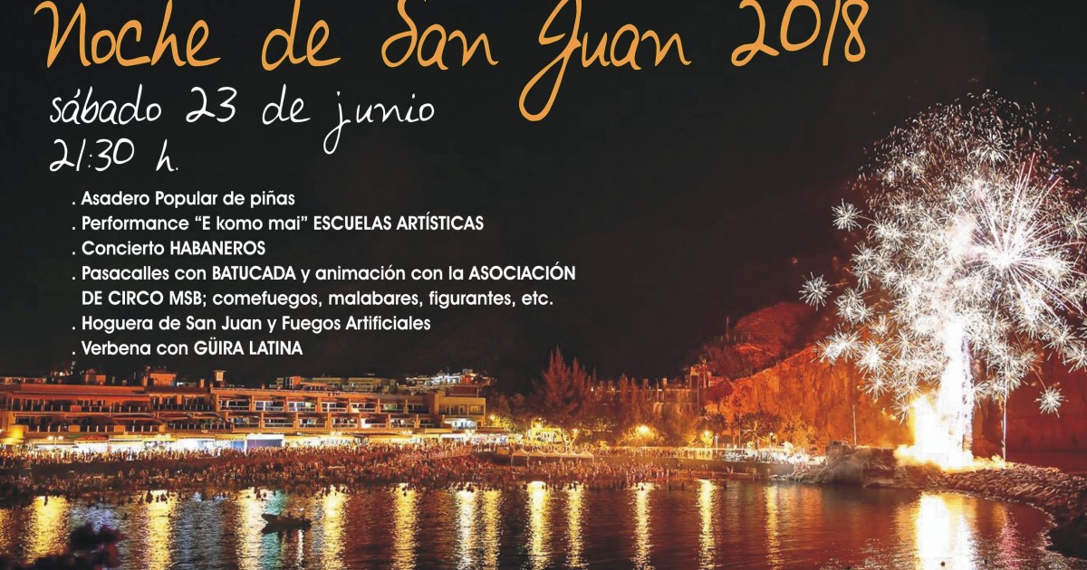 Un pasacalles, fuegos artificiales y una gran hoguera, protagonistas de la noche de San Juan en Mogán